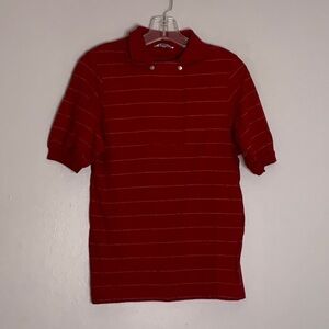 Vintage 70s Christian Dior active sportswear striped short sleeve polo shirt Md